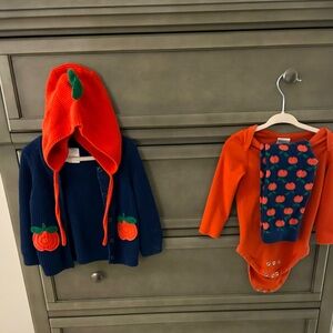 Hanna Andersson Apple 🍎 Set 18-24 mo. Hat, knit sweater, onesie, leggings.